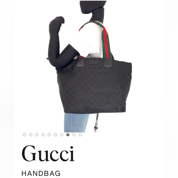 Authenticated Gucci Sherry Black Web Hobo Shoulder Bag Tote Handbag - Picture 2 of 16